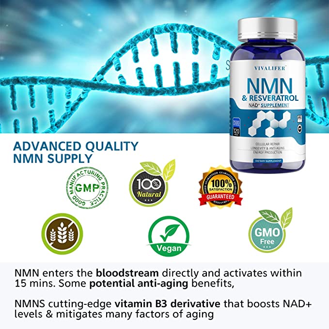 Vivalifer NMN+Niacinamide+TMG+Resveratrol 1500MG Nicotinamide 120 Caps - Görsel 4