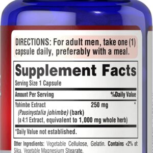 Puritans Pride Yohimbe Extract For Men Yohimbine 1000 mg 50 Caps