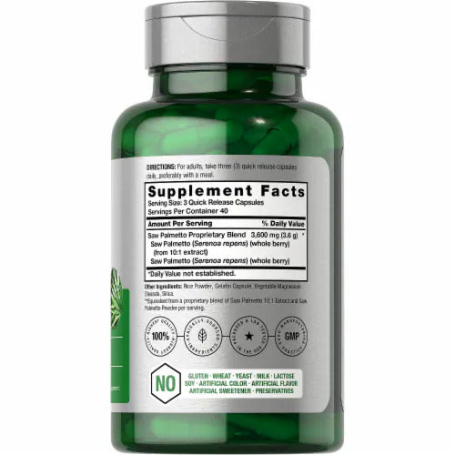 Horbaach Saw Palmetto (Cüce Palmiye) Hair Skin 3600mg | 120 Capsules - Görsel 3