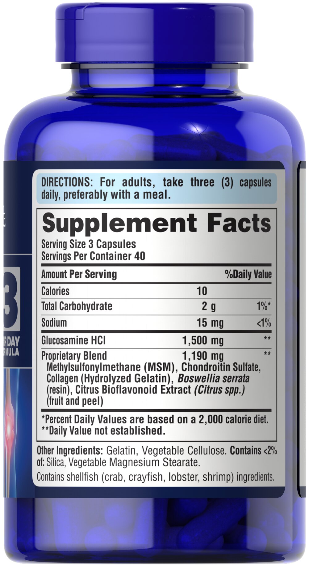 Puritan's Pride glucosamine chondroitin msm Collagen Join Bone support 120 Caps - Görsel 2