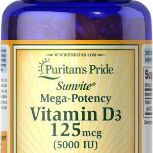 Puritan's Pride Vitamin D3 125 mcg (5000 IU), 100 Softgels