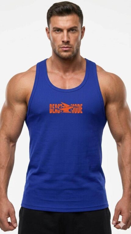 Beast Mode Baskılı Fitilli Beast Mode Mavi Atlet