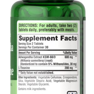 Puritan’s Pride Ashwagandha KSM66 & L-Theanine-60 Tablet