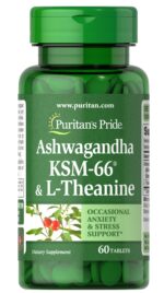 Puritan’s Pride Ashwagandha KSM66 & L-Theanine-60 Tablet