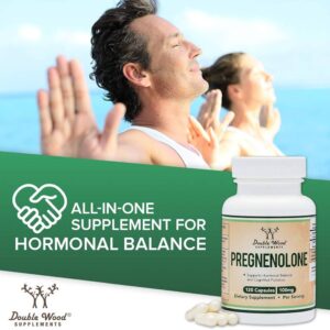 DOUBLE WOOD Pregnenolone Progesterone to Boost Progesterone Levels 120 Caps