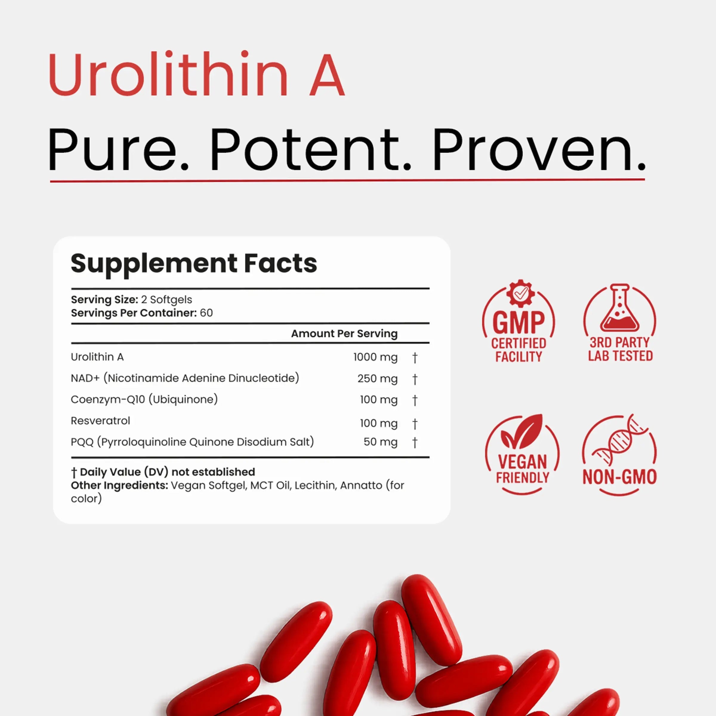 Bloomeo Urolithin A NAD Resveratrol CoQ10 Ubiquinone PQQ 5-in-1 120 Softgels - Görsel 3
