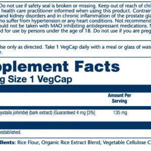 Solaray Yohimbe(Yohimbine) Bark Extract 135mg 60 Caps