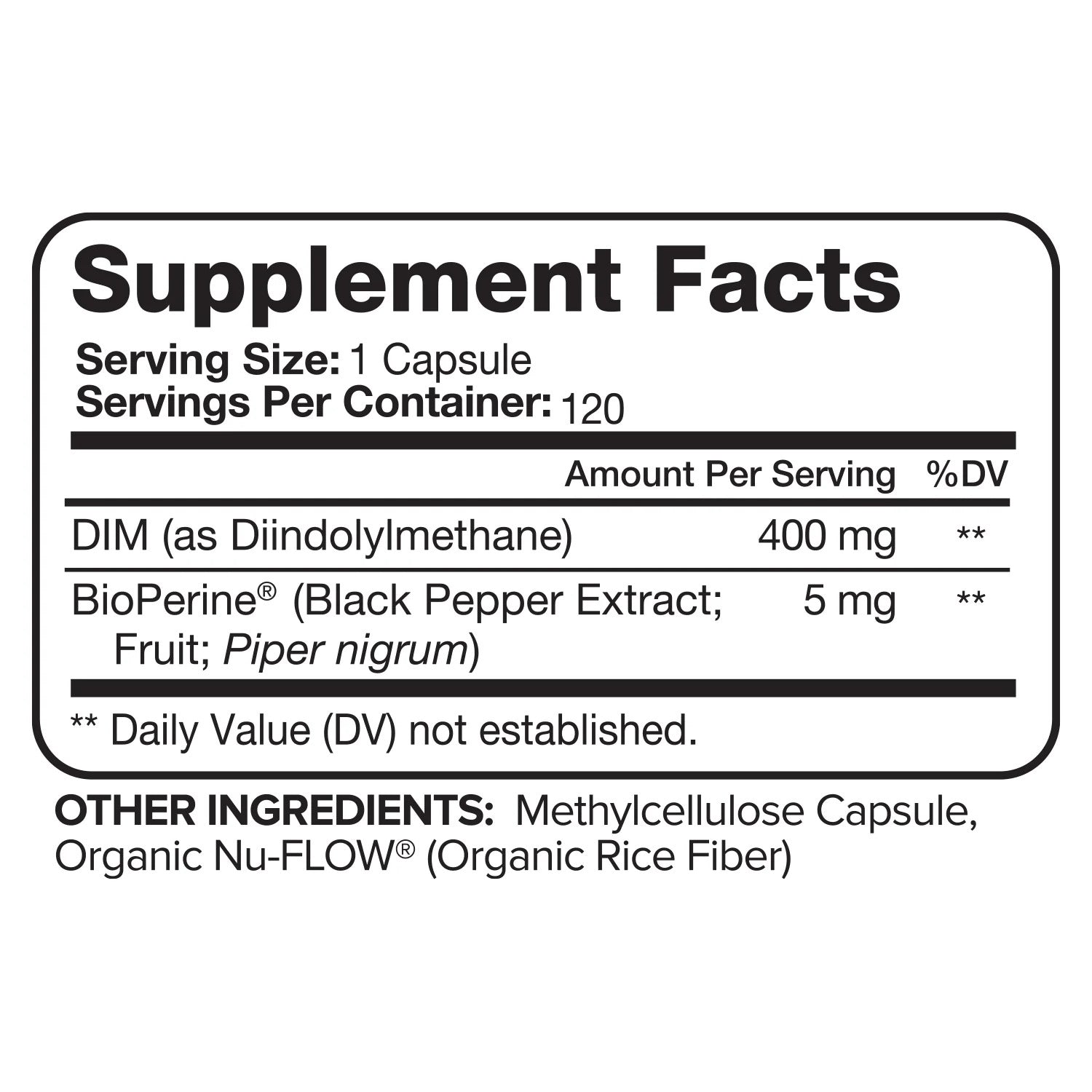 Nutrivein DIM Supplement 400mg Diindolylmethane Plus Bioperine - 120 Caps - Görsel 6