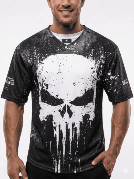 Punisher Baskılı Siyah Oversıze Beast Mode Tişört
