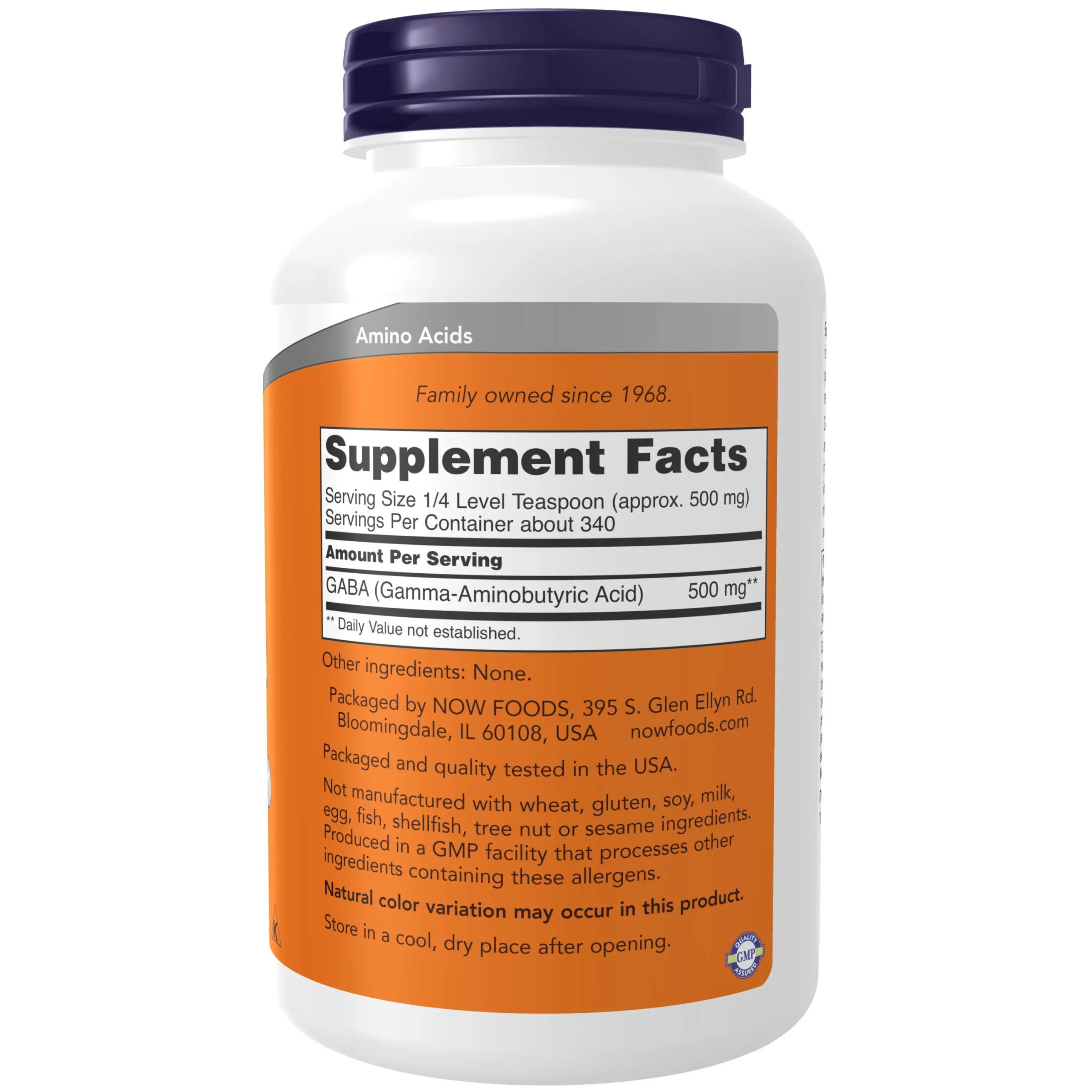 NOW Foods GABA Pure Powder 500 mg  170 g – 340 servis
