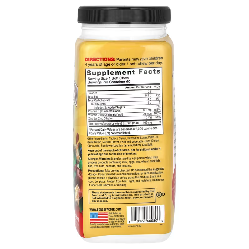 Force Factor Kids Super Chews Immunity Immune Health Apple Berry Burst 60 Soft Chews - Görsel 4