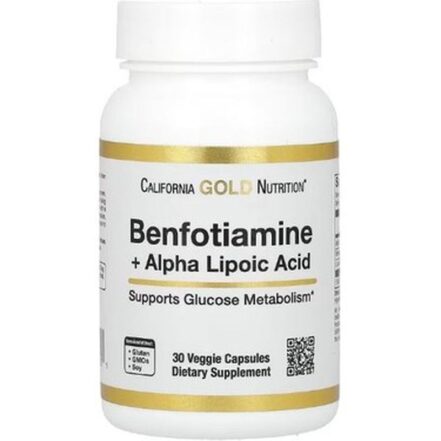 California Gold Nutrition, Benfotiamine + Alpha Lipoic Acid, 30 Vegetarian Capsules