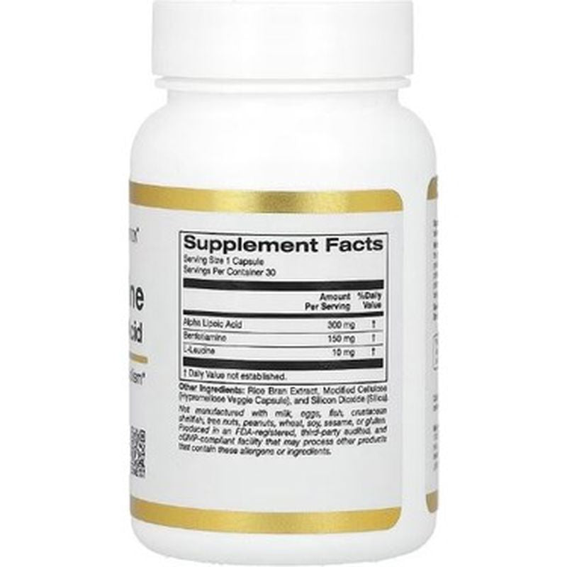 California Gold Nutrition, Benfotiamine + Alpha Lipoic Acid, 30 Vegetarian Capsules - Görsel 2