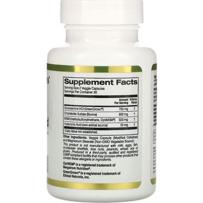 California Gold Nutrition, Glucosamine Glukozamin Chondroitin, MSM plus Hyaluronic 60 Veggie Caps