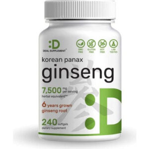 Deal Supplement Korean Red Panax Ginseng Root Extract 7500mg 240 Softgels