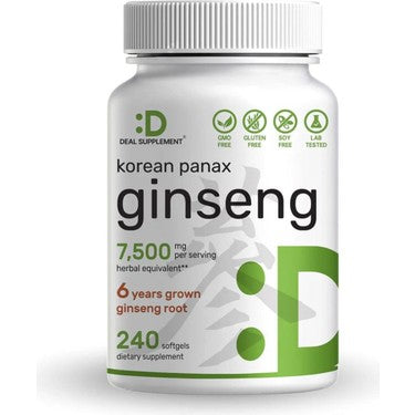 Deal Supplement Korean Red Panax Ginseng Root Extract 7500mg 240 Softgels