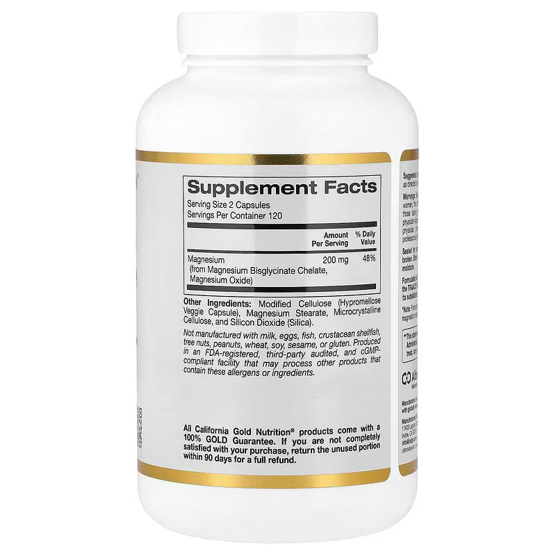 California Gold Nutrition Magnesium Bisglycinate Formulated with TRAACS 240 Veggie Capsules