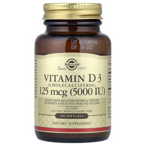 Solgar Vitamin D3 Healthy Bones & Teeth Immune System 125 mcg 5000 IU 100 Softgels