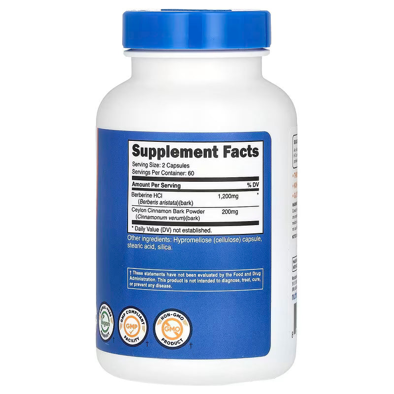 Nutricost Berberine HCl With Ceylon Cinnamon 120 Capsules