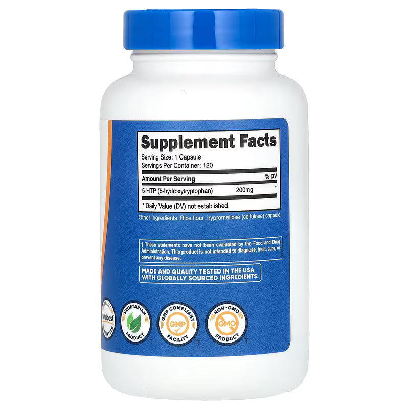 Nutricost 5-HTP 5-hidroksitriptofan 200 mg 120 Capsules