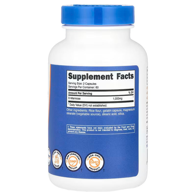 Nutricost D-Mannose 1000 mg 120 Capsules