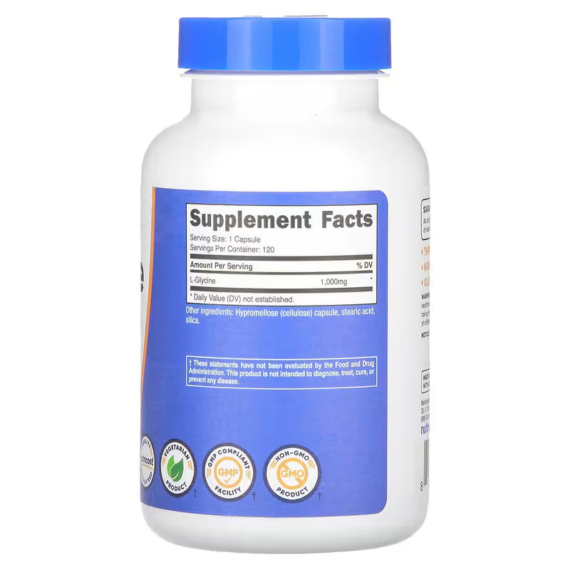 Nutricost L-Glycine 1,000 mg 120 Capsules