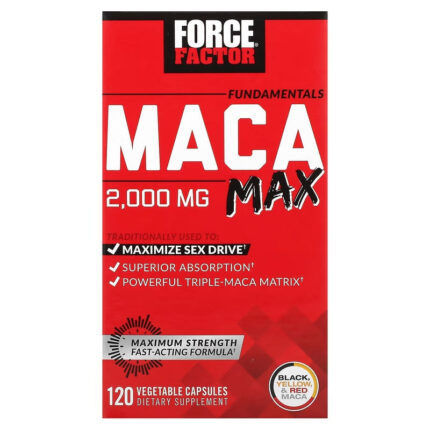 Force Factor Maca Max Maximize Performance Black Maca Red Maca & Yellow Maca 2000mg 120 Caps