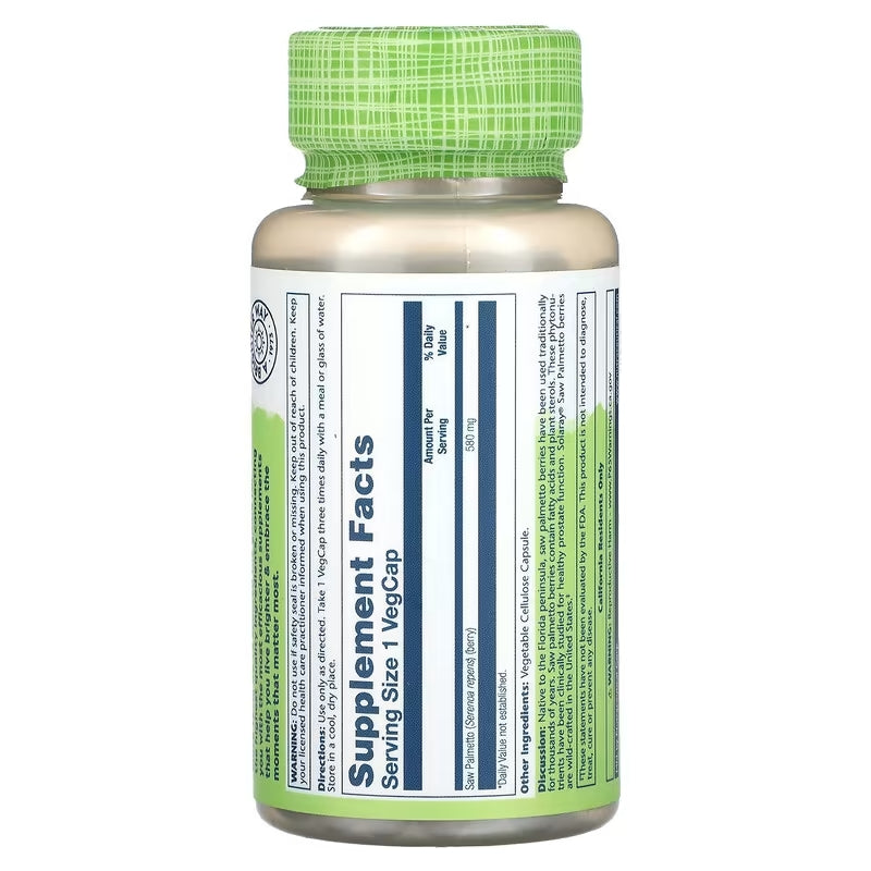Solaray, True Herbs Saw Palmetto, 580 mg, 50 Vegan Caps
