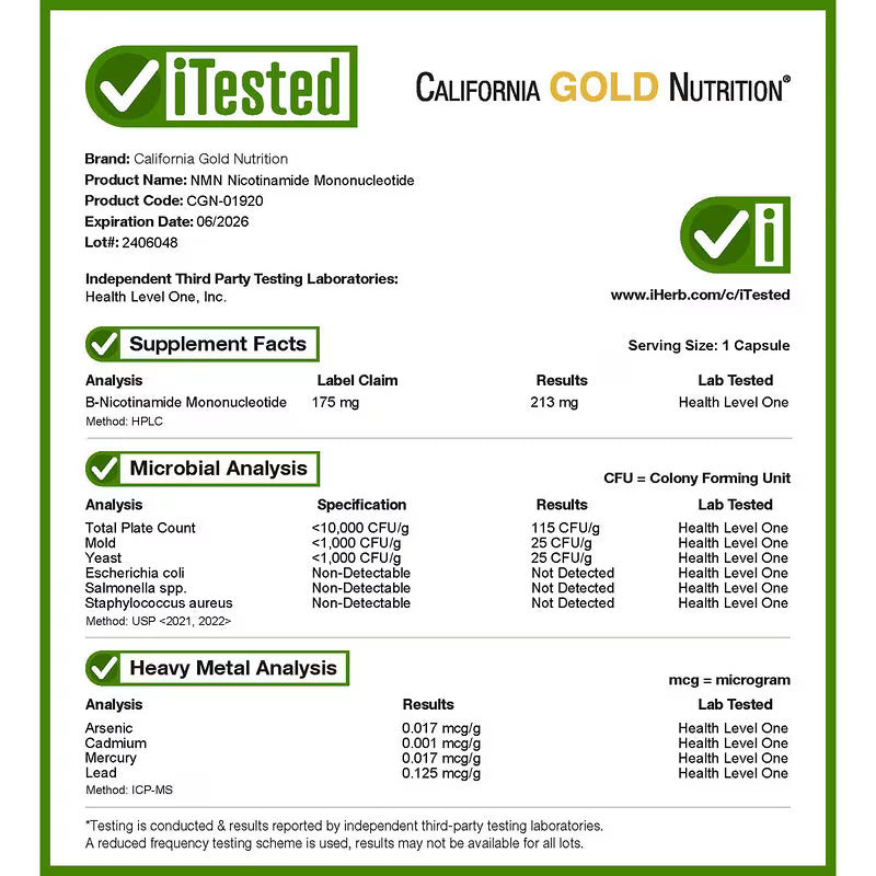 California Gold Nutrition Nmn Nad Öncüsü Nicotinamide Mononucleotide 175 Mg 60 Veggie Capsul - Görsel 3