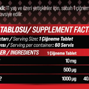 Grimsupps B6+B12 Folic Acid 60 Strawberry Chewable Tablet