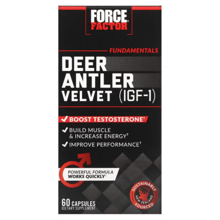 Force Factor, Deer Antler Velvet Testo IGF-1 60 Capsules