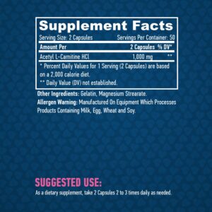 Haya Labs Acetyl L-Carnitine Hcl Burner 1000mg / 100 Caps - Görsel 2