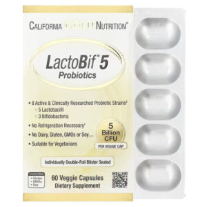 California Gold  LactoBif 5, Probiotics 5 Lactobacilli 3 Bifidobacteria, 5 Billion CFU 60 Vegan Caps - Görsel 2