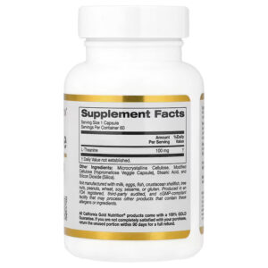 California Gold Nutrition L-Theanine Featuring AlphaWave Brain & Cognitive 100 mg 60 Veggie Caps