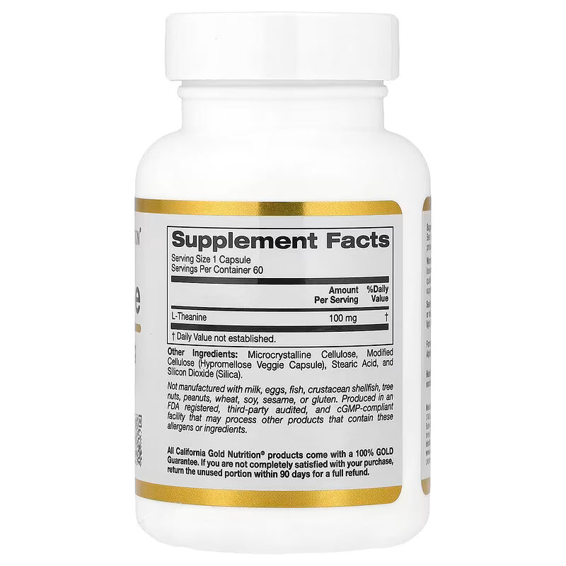 California Gold Nutrition L-Theanine Featuring AlphaWave Brain & Cognitive 100 mg 60 Veggie Caps - Görsel 2