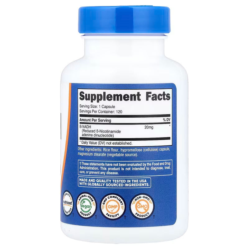 Nutricost NADH Nicotinamide Adenine Dinucleotide 20 mg 120 Capsules