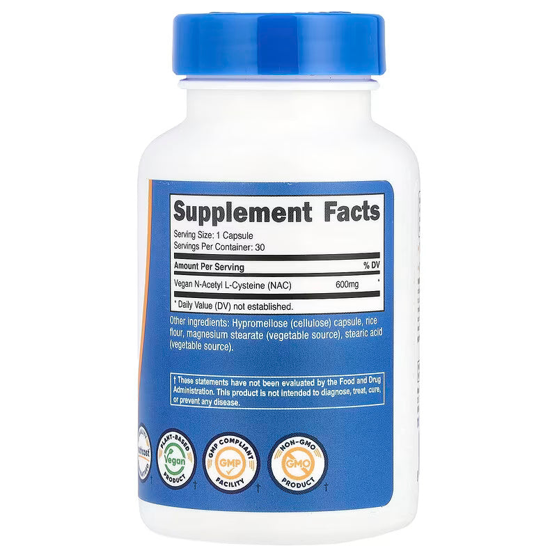 Nutricost NAC N-Acetyl L-Cysteine 600 mg 30 Capsules