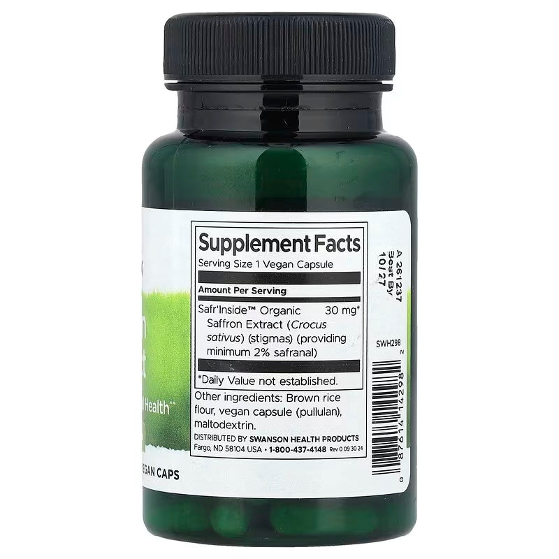 Swanson Saffron Extract Mental and Emotional Health 30 mg 60 Vegan Caps - Görsel 2