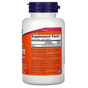NOW Foods, Extra Strength Biotin, 10 mg (10,000 mcg), 120 Veg Capsules - Görsel 2