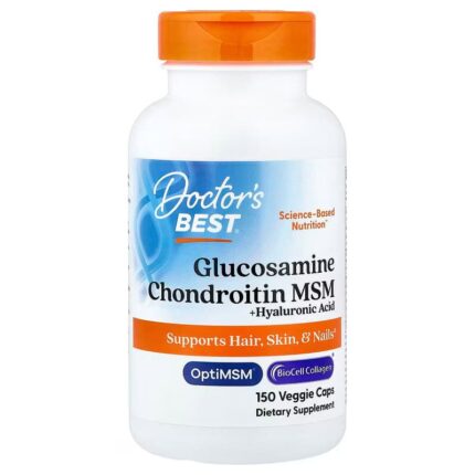 Doctor's Best Glucosamine Chondroitin MSM + Hyaluronic Acid With OptiMSM BioCell Collagen 150 Veggie Caps
