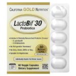 California Gold LactoBif 5 Probiotics wit 5 Lactobacilli 3 Bifidobacteria, 30 Billion CFU, 60 Vegan