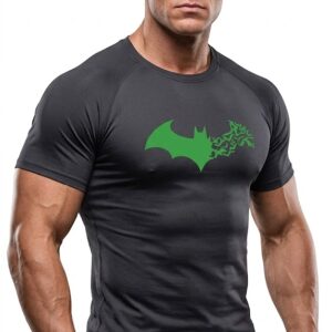 Batman Compression Dar / Slim Bisiklet Yaka Tişört kırık Beyaz Unisex Genç