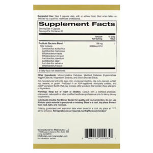 California Gold  LactoBif 5 Probiotics wit 5 Lactobacilli 3 Bifidobacteria, 30 Billion CFU, 60 Vegan - Görsel 3