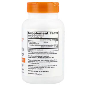 Doctor’s Best Extra Potency Ginkgo Biloba 120 mg 120 Plant-Based Capsules