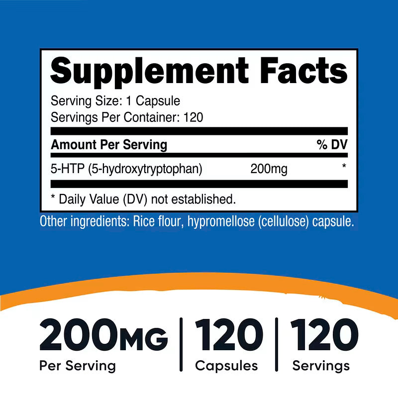 Nutricost 5-HTP 5-hidroksitriptofan 200 mg 120 Capsules - Görsel 3