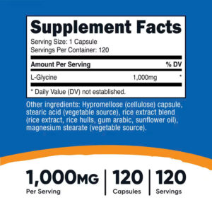 Nutricost L-Glycine 1,000 mg 120 Capsules - Görsel 3