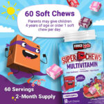 Force Factor Kids Super Chews Multivitamin Cherry Strawberry Watermelon Grape 60 Soft Chews - Görsel 2