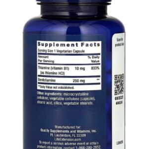 Life Extension Mega Benfotiamine 250 mg Ultra-bioavailable Vitamin B1 120 Caps