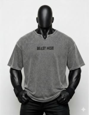 Beast Mode Baskılı Gri Renk Oversize (XXL)