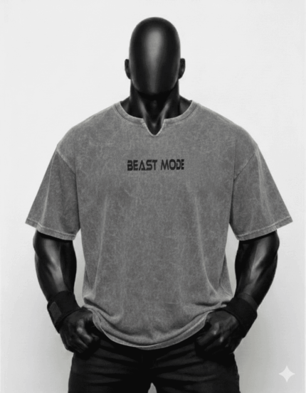 Beast Mode Baskılı Gri Renk Oversize (XXL)